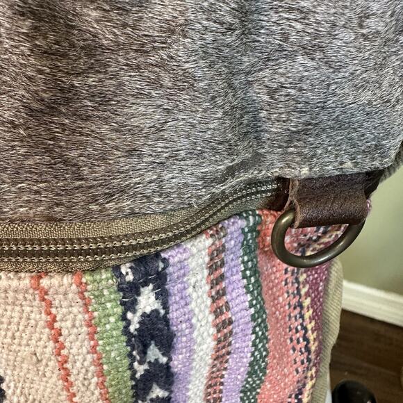 Myra Backpack Canvas weave Hair on Hide boho Western Leather - perfect ! main image 12